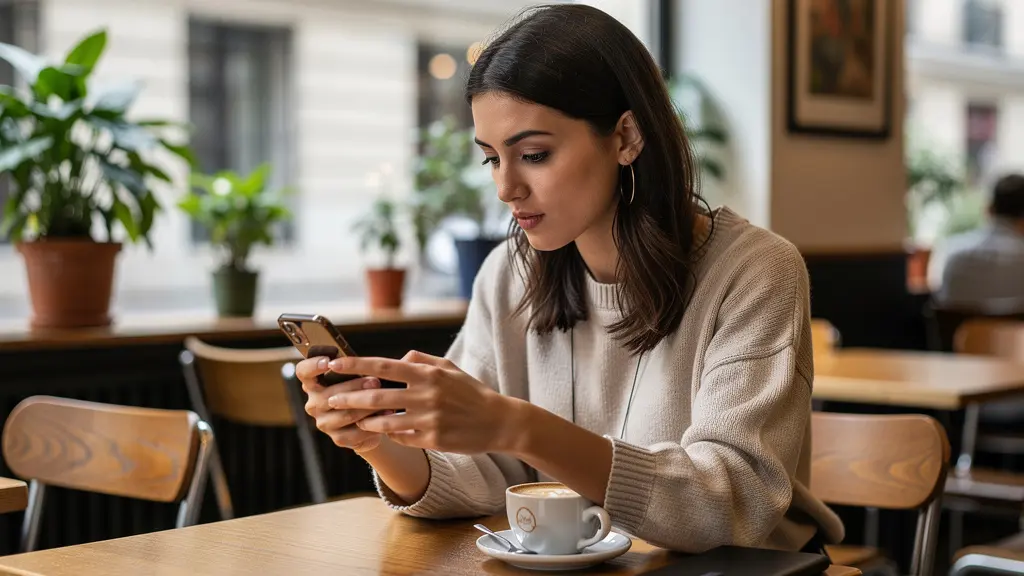 Jeune femme consultant une offre d'assurance emprunteur sur smartphone